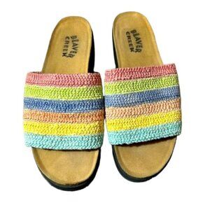 Beaver Creek Women’s Colorful Woven Slip On Sandals Size 9M